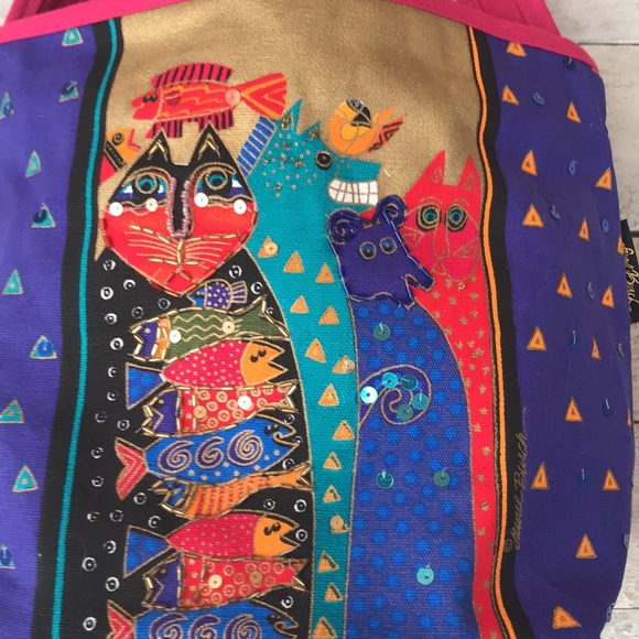 Laurel Burch sequins embellished canvas bag - Picture 3 of 11